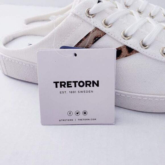 💥SOLD💥Tretorn Easy Nylite Canvas Lace Up Slip On Sneakers Mule Leopard Size 7 - Picture 5 of 11